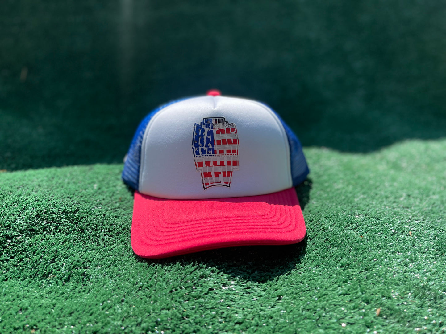 BASSWITHKEV LOGO HAT (RED WHIT & BLUE AMERICAN FLAG)